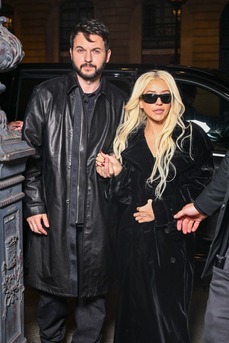 Christina Aguilera and Matthew Rutler steps out for a night in Paris, matching stylish all black outfits.