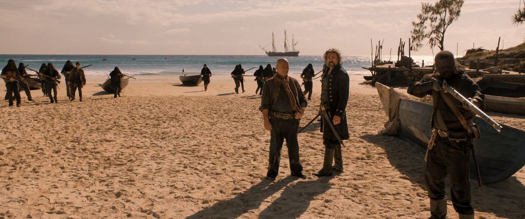 Quartermaster Lee (Temuera Morrison, left) and Captain Connor (Karl Urban, right) 