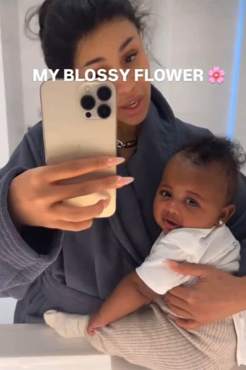 Cardi B with her baby, whom she affectionately nicknamed Blossy flower. 
