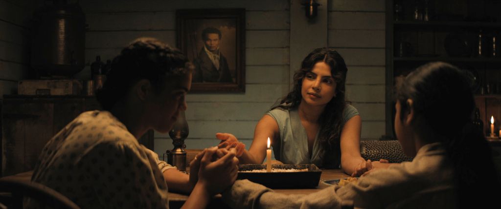 Elizabeth (Safia Oakley-Green, left), Ercell (Priyanka Chopra Jonas, center) and Isaac (Vedanten Naidoo, right) 