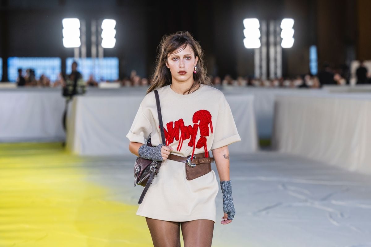 Aydan Nix walks the runway during the Desigual fashion show.