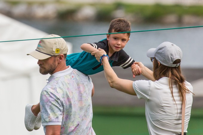 Justin Timberlake with wife Jessica Biel and son Silas in Switzerland