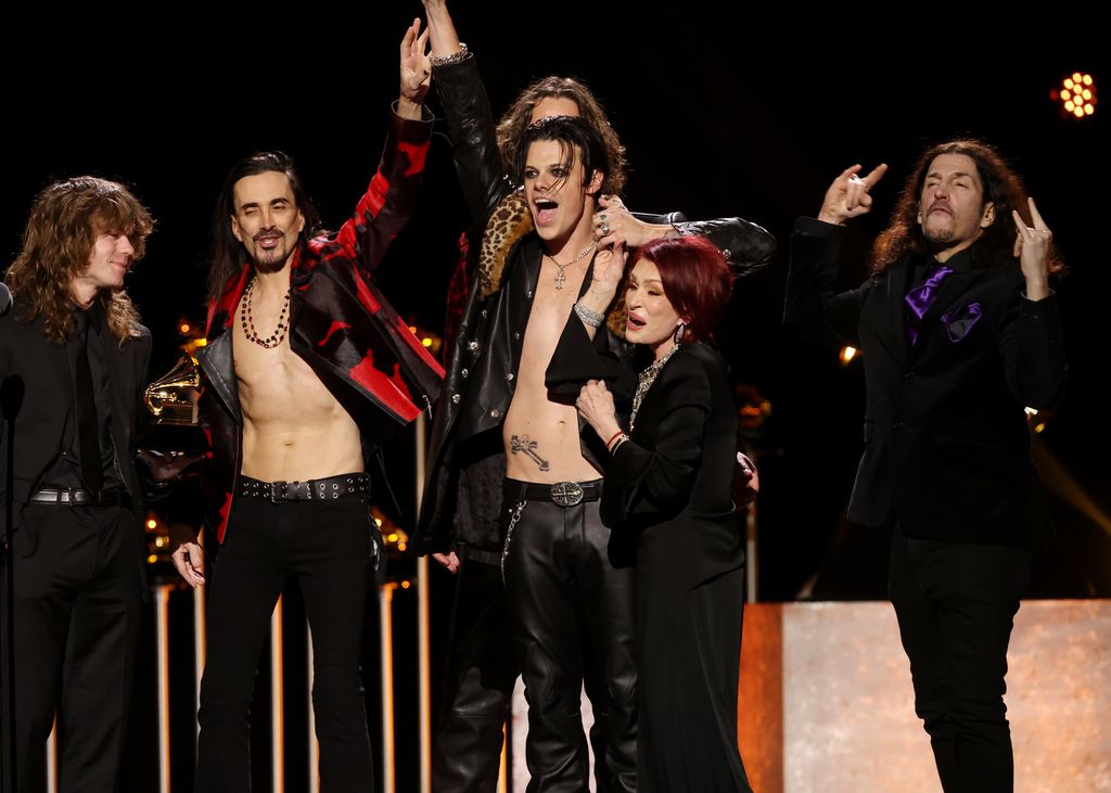 Sharon with Yungblud, Jesse Welles, Adam Wakeman, Nuno Bettencourt and Frank Bello 