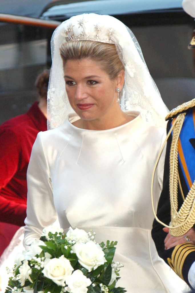 Queen Maxima looking serious on wedding day