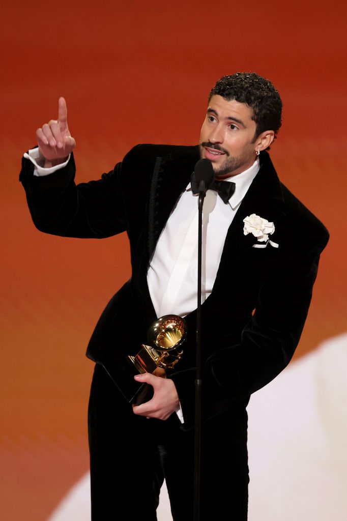 Bad Bunny wearing Schiaparelli's first custom menswear look