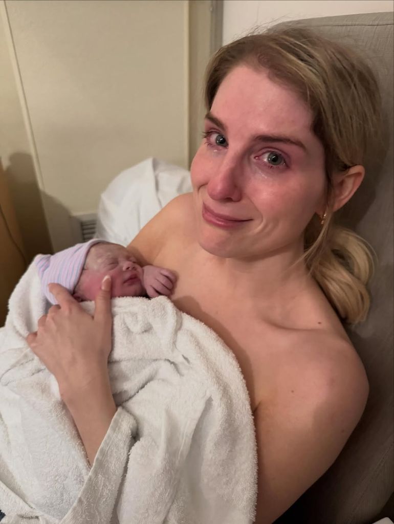 Meghan Trainor with her newborn daughter Mikey 