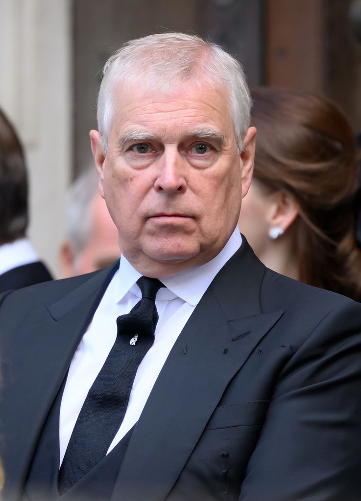 Andrew Mountbatten-Windsor in black suit at Duchess of Kent funeral