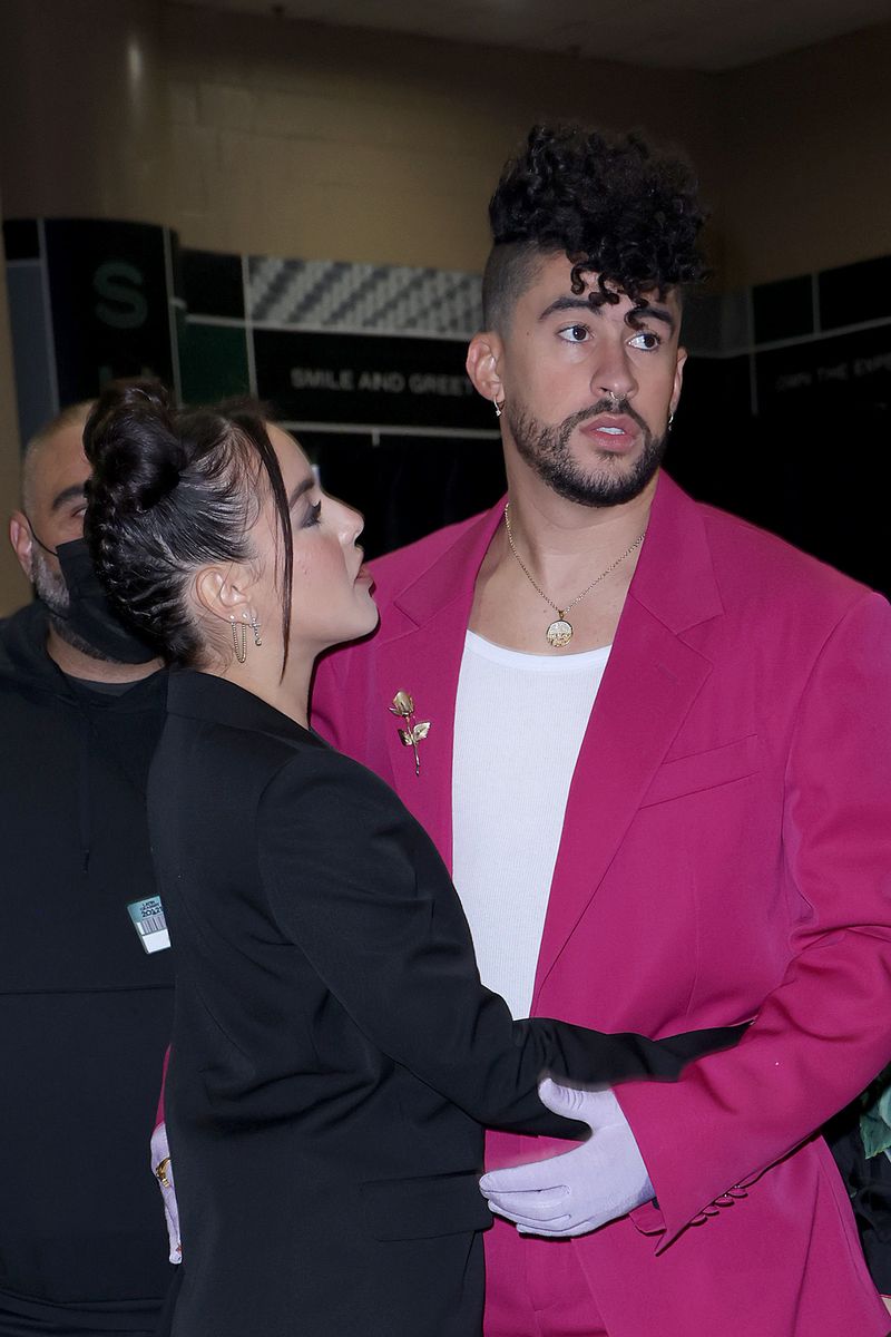 Gabriela Berlingeri and Bad Bunny attend The 22nd Annual Latin GRAMMY Awards at MGM Grand Garden Arena on November 18, 2021 in Las Vegas, Nevada. (Photo by John Parra/Getty Images for The Latin Recording Academy )