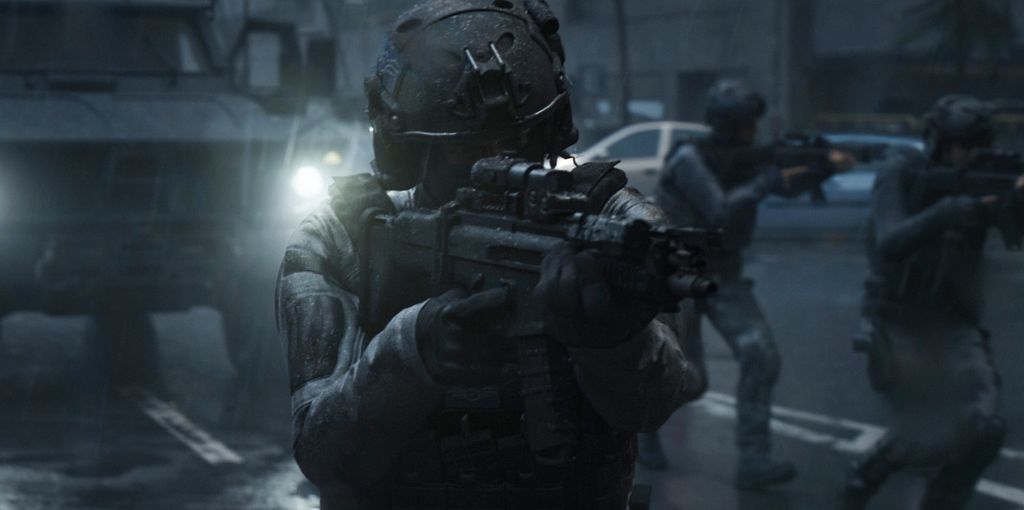 Animatedm military police in a still image from Secret Level