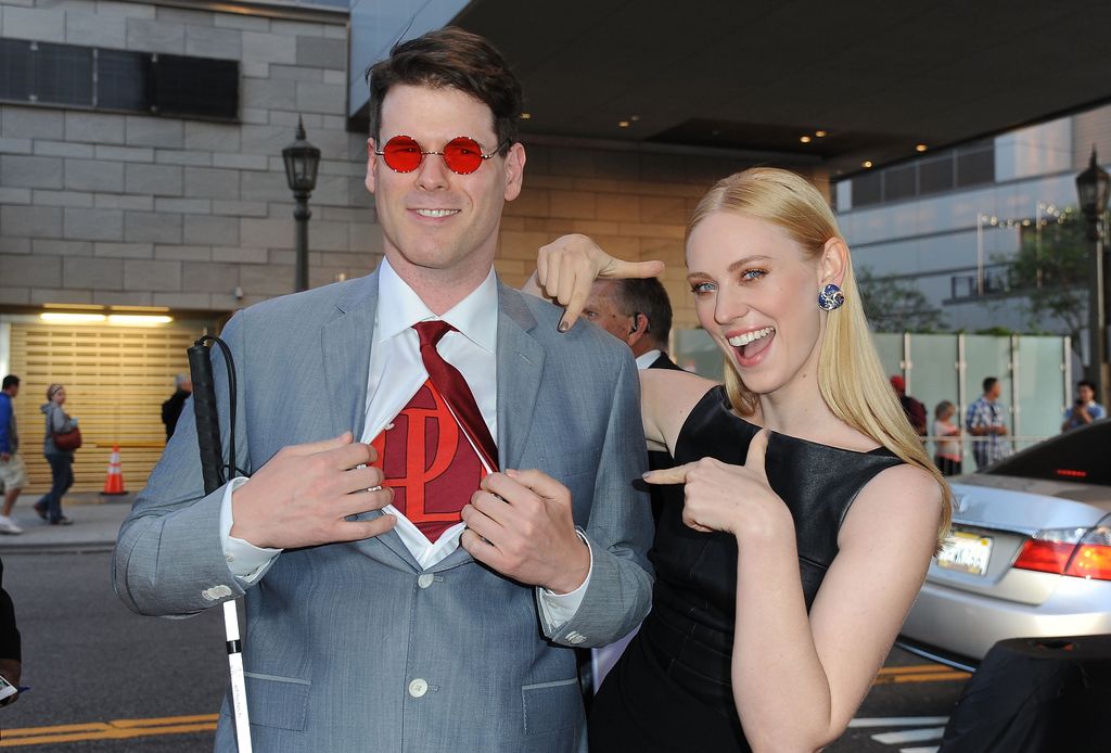 LOS ANGELES, CA - APRIL 02:  Actress Deborah Ann Woll (R) and E.J. Scott attend the Premiere of Netflix's "Marvel's Daredevil" at Regal Cinemas L.A. Live on April 2, 2015 in Los Angeles, California.  (Photo by Angela Weiss/Getty Images)