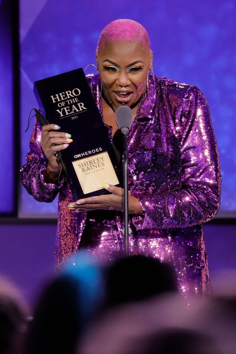 Shirley Raines accepts the 2021 Hero of the Year award onstage during The 15th Annual CNN Heroes: All-Star Tribute.