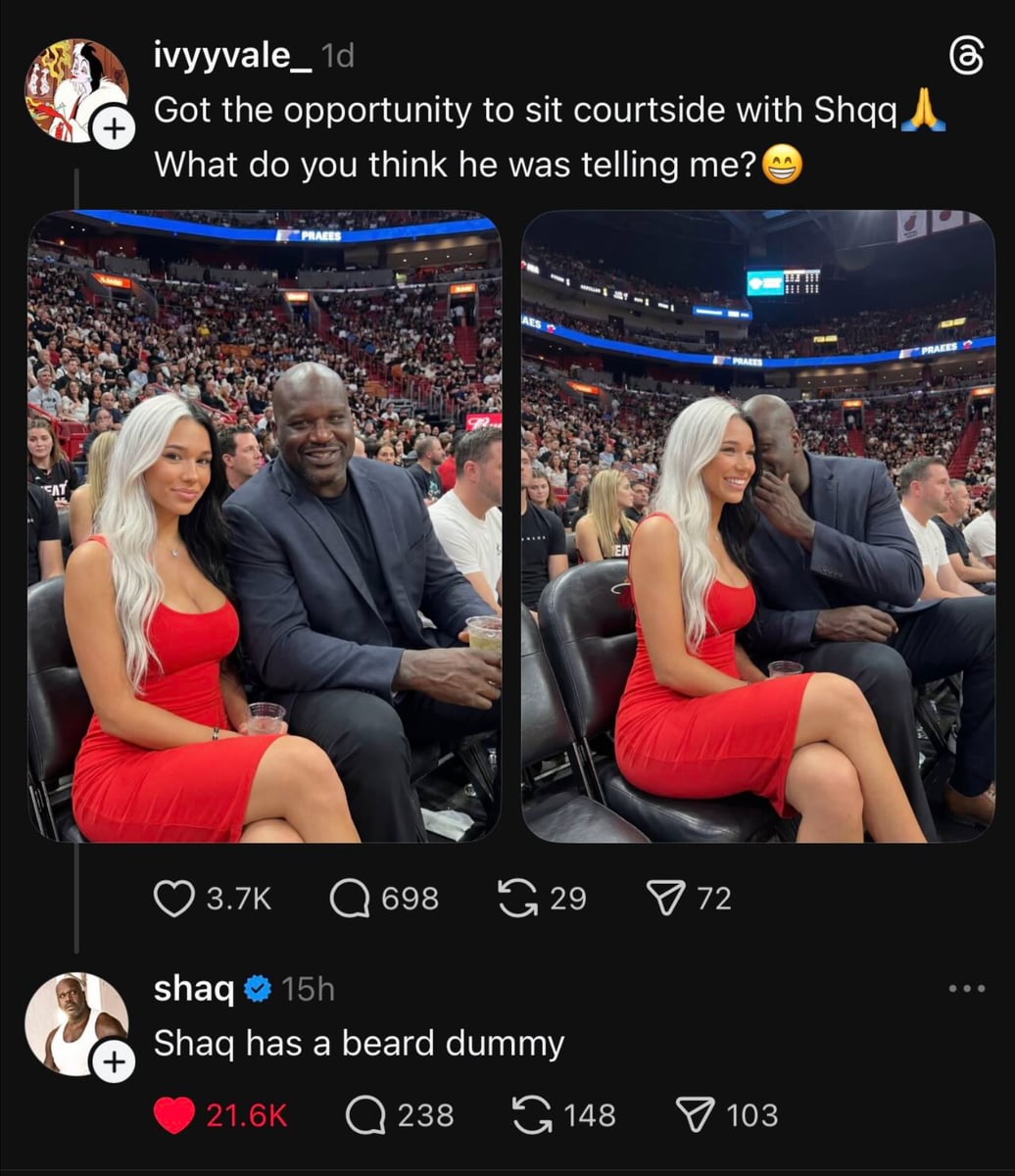 Shaq was in the comments, calling them a "dummy"