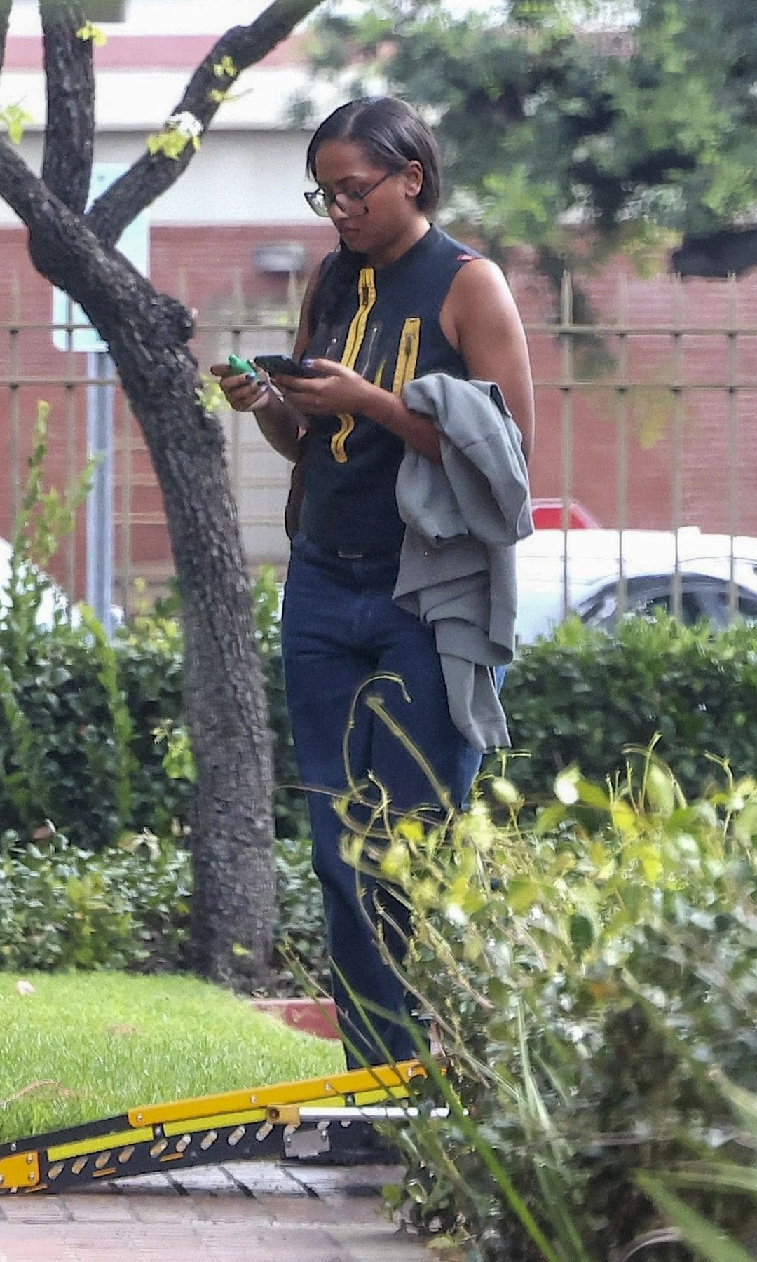 Sasha opted for a relaxed outfit