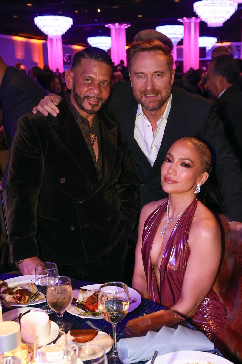Benny Medina, David Guetta, and Jennifer Lopez at the 67th GRAMMY Awards