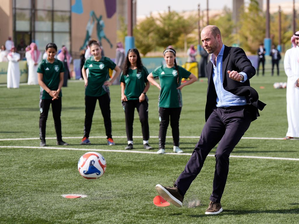 The Prince of Wales takes a penalty shot