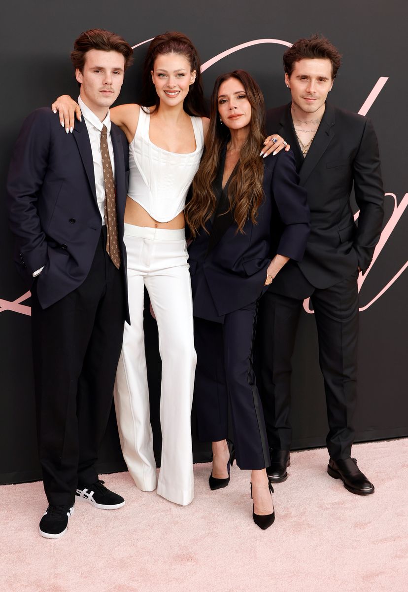 Cruz Beckham, Nicola Peltz Beckham, Victoria Beckham, and Brooklyn Peltz Beckham.