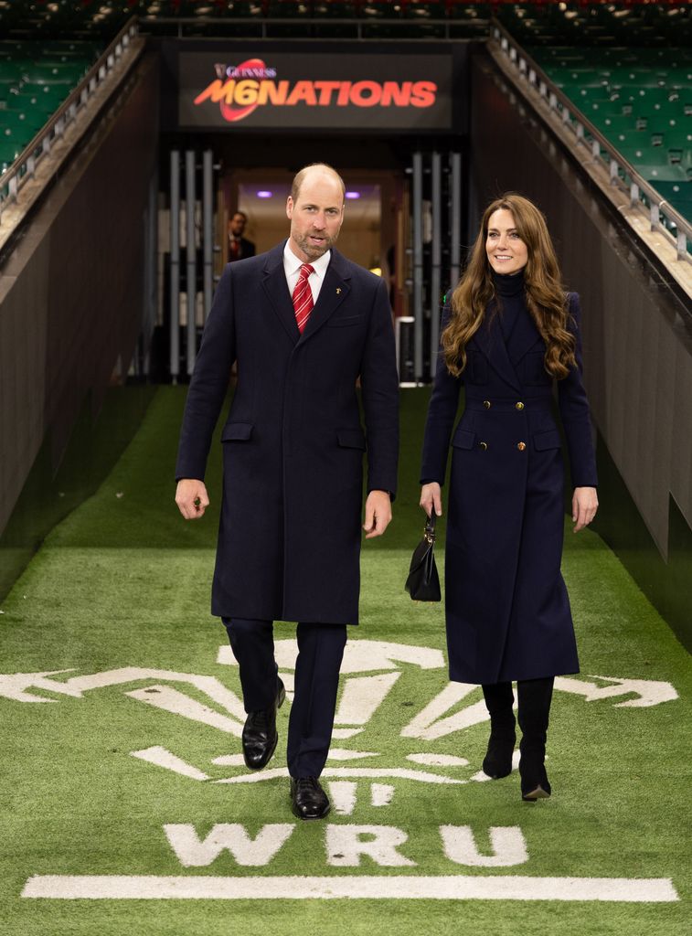 William, Prince of Wales along with Catherine, Princess of Wales walk down the tunnel at the Principality Stadium after the Wales v England match Wales v England, Guinness Mens Six Nations