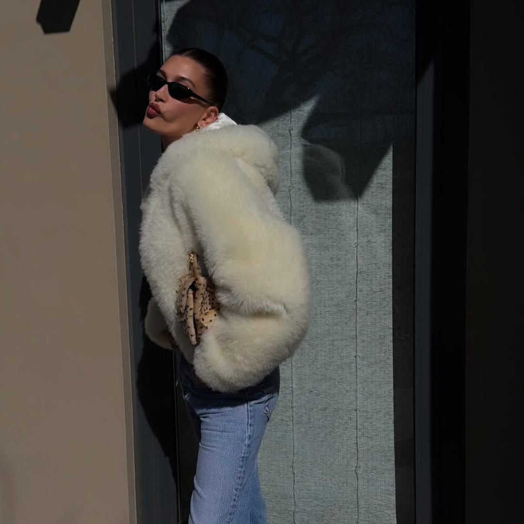 Hailey Bieber shows off her pre-Super Bowl LX outfit on Instagram Stories