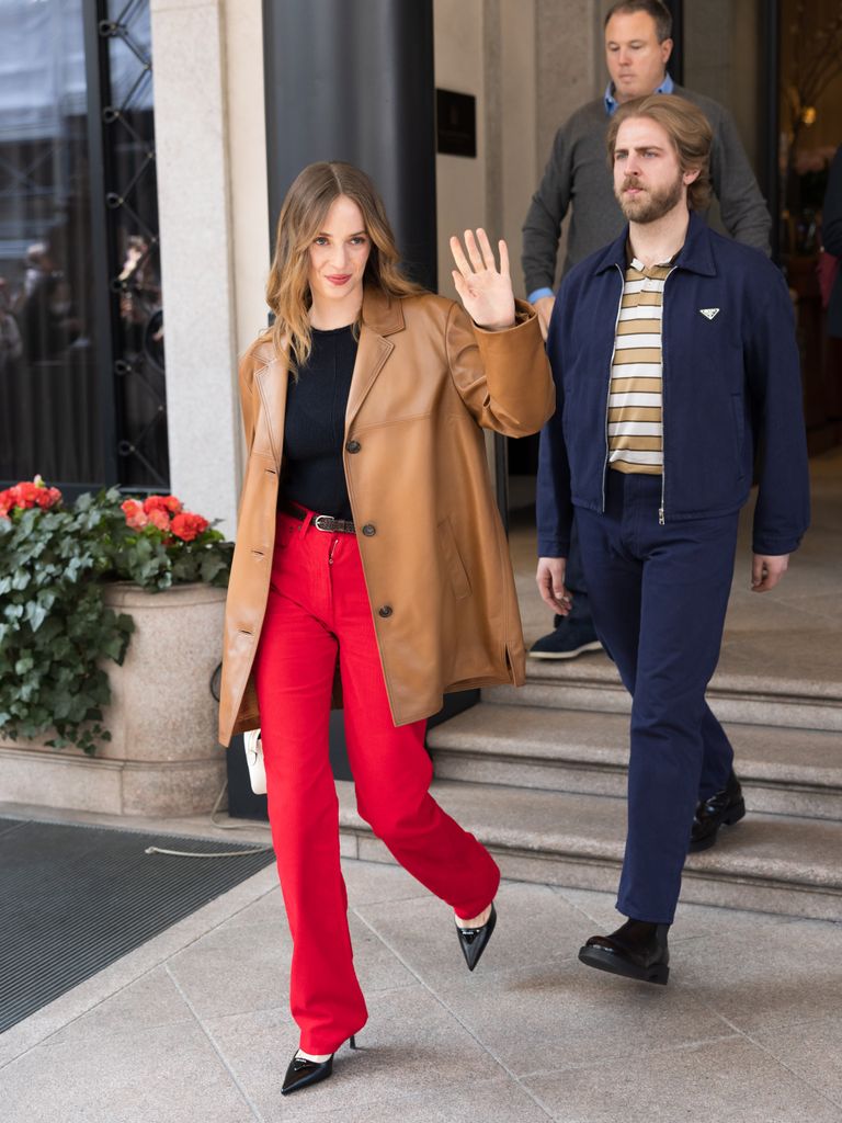 Maya Hawke and Christian Lee Hutson leaving hotel