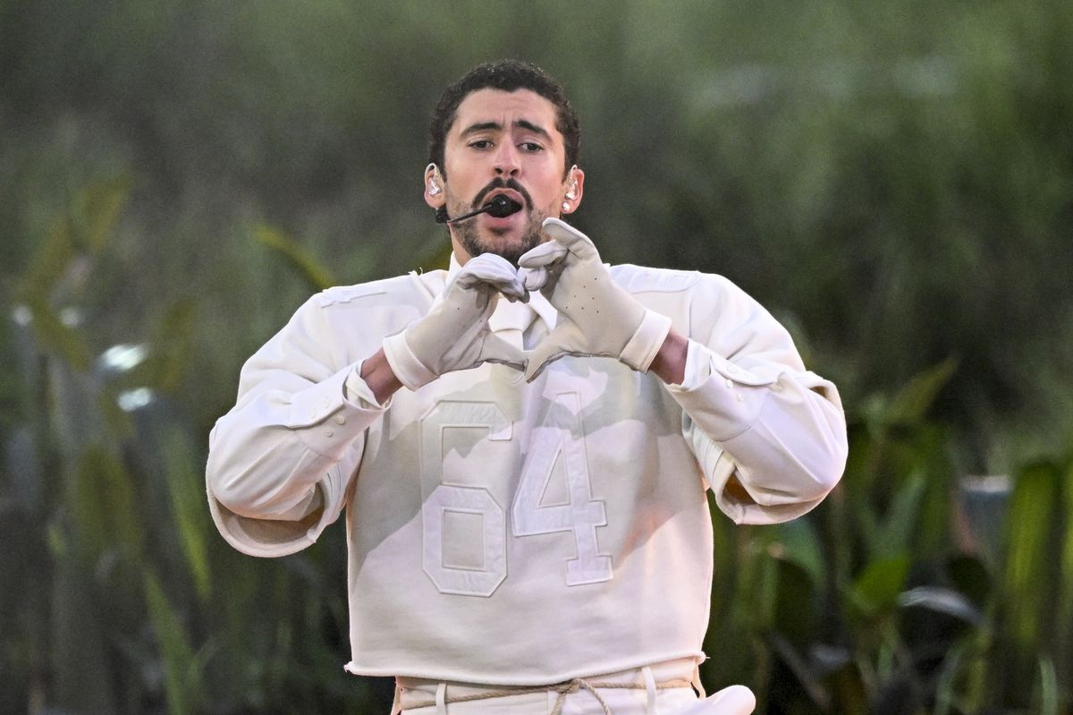 Bad Bunny perform during the Apple Music Halftime Show 