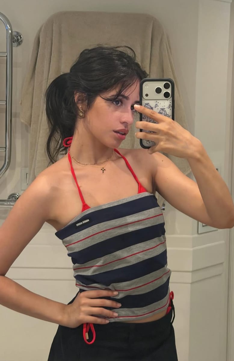 Henry Junior Chalhoub, Cabello’s billionaire boyfriend of two years, was notably absent from the snaps, leaving the singer to bask in the sand solo.