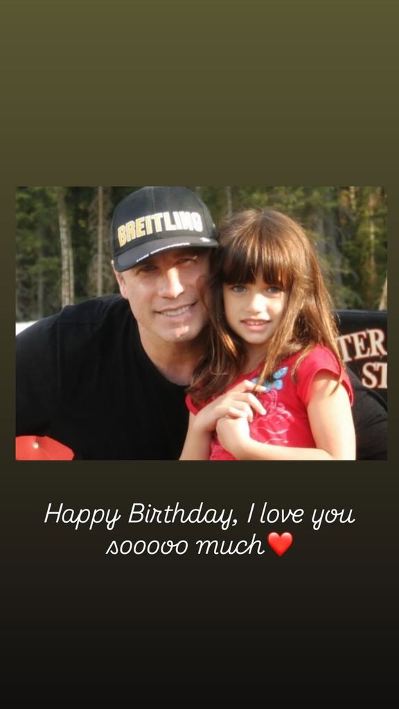 John Travolta and Ella Bleu Travolta in a childhood throwback photo shared by the latter on Instagram Stories
