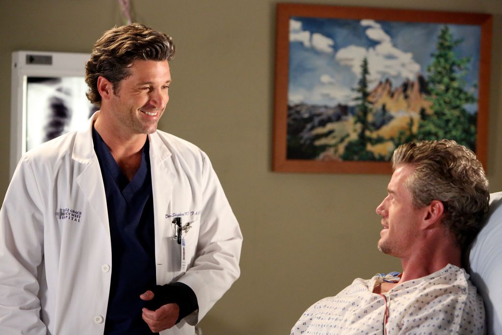 Eric with Patrick Dempsey on Grey's Anatomy
