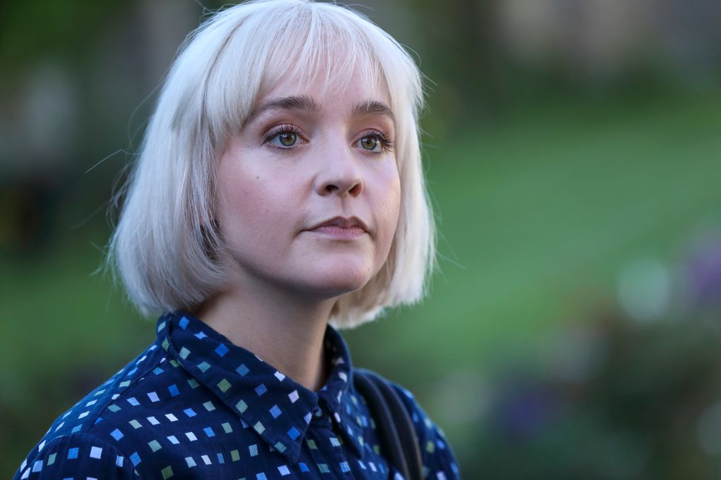 close-up woman with blonde hair