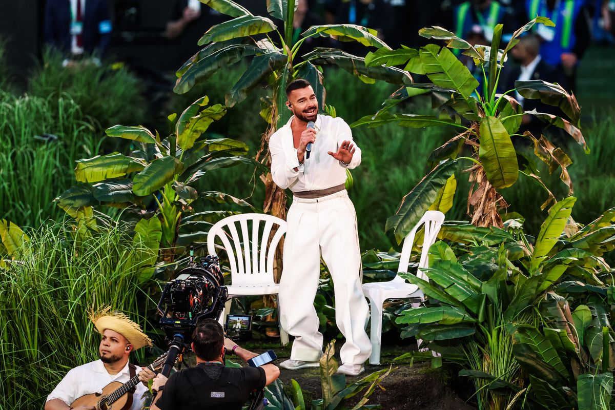 Ricky Martin performs during the Apple Music halftime show at Super Bowl LX between the Seattle Seahawks and New England Patriots