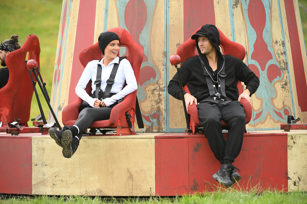 THE TRAITORS -- "Do You Know the Enemy?" Episode 410 -- Pictured: (l-r) Maura Higgins, Rob Rausch  -- (Photo by: Euan Cherry/PEACOCK)