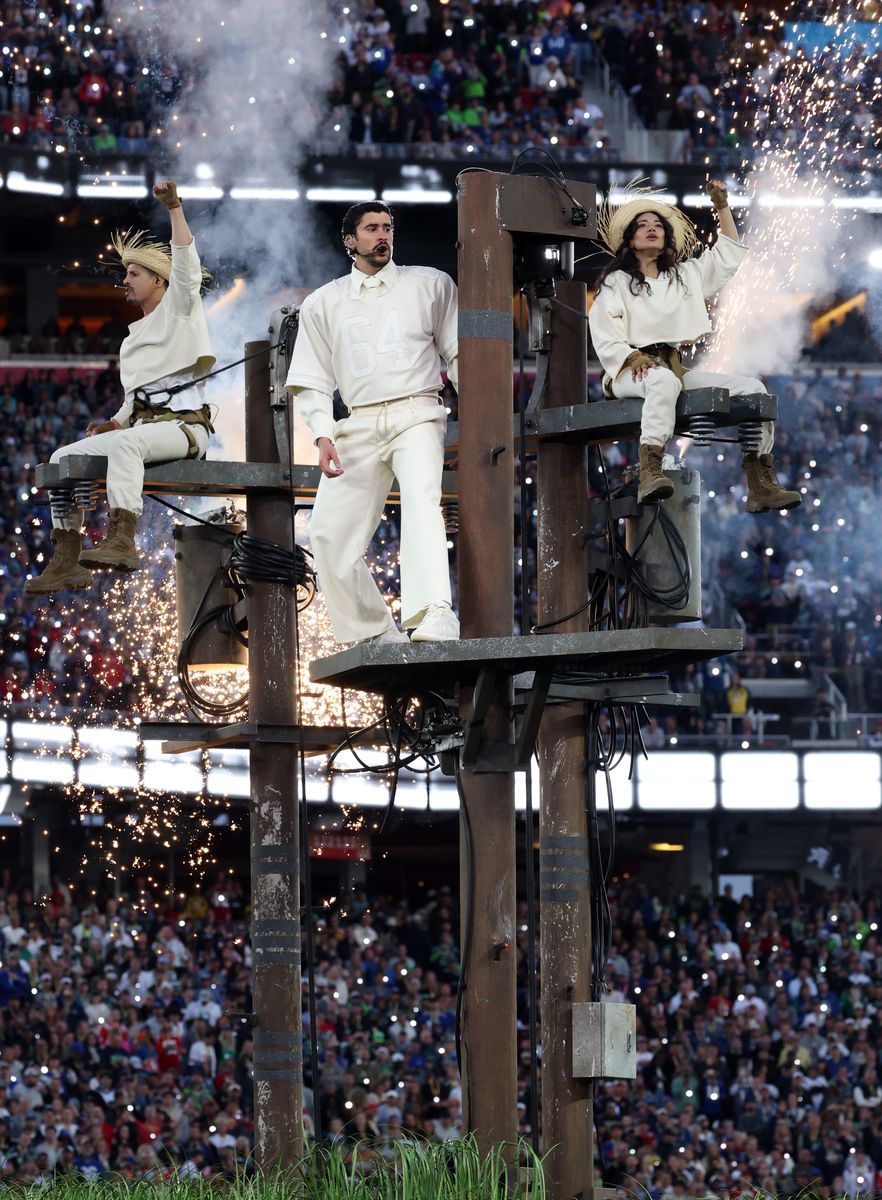  Bad Bunny performs onstage during the Apple Music Super Bowl LX Halftime Show at Levi's Stadium.