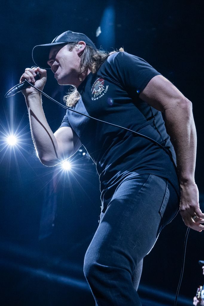  Brad Arnold of 3 Doors Down performs at Little Caesars Arena on November 20, 2024 in Detroit, Michigan. (Photo by Scott Legato/Getty Images)