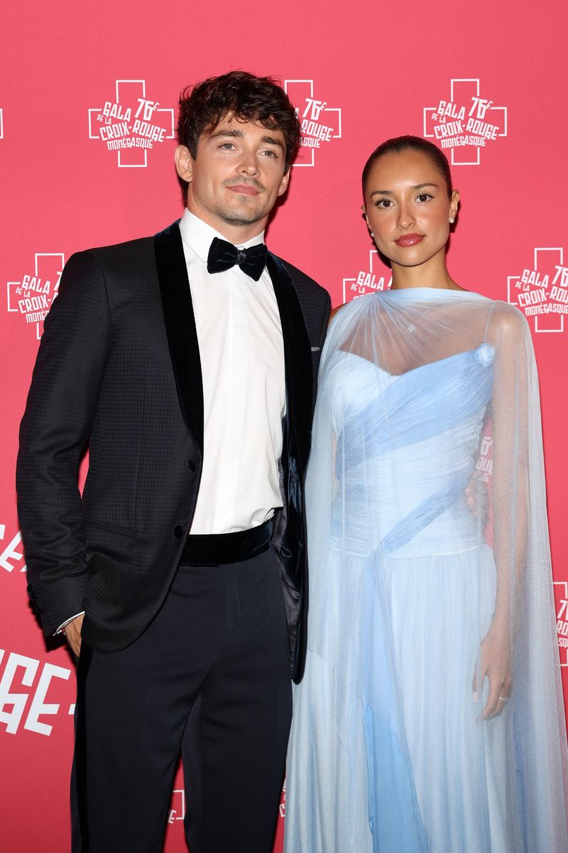 Charles Leclerc and Alexandra Saint Mleux attend the 76th Red Cross Ball on July 12, 2025 in Monaco, Monaco. (Photo by Pascal Le Segretain/Getty Images)
