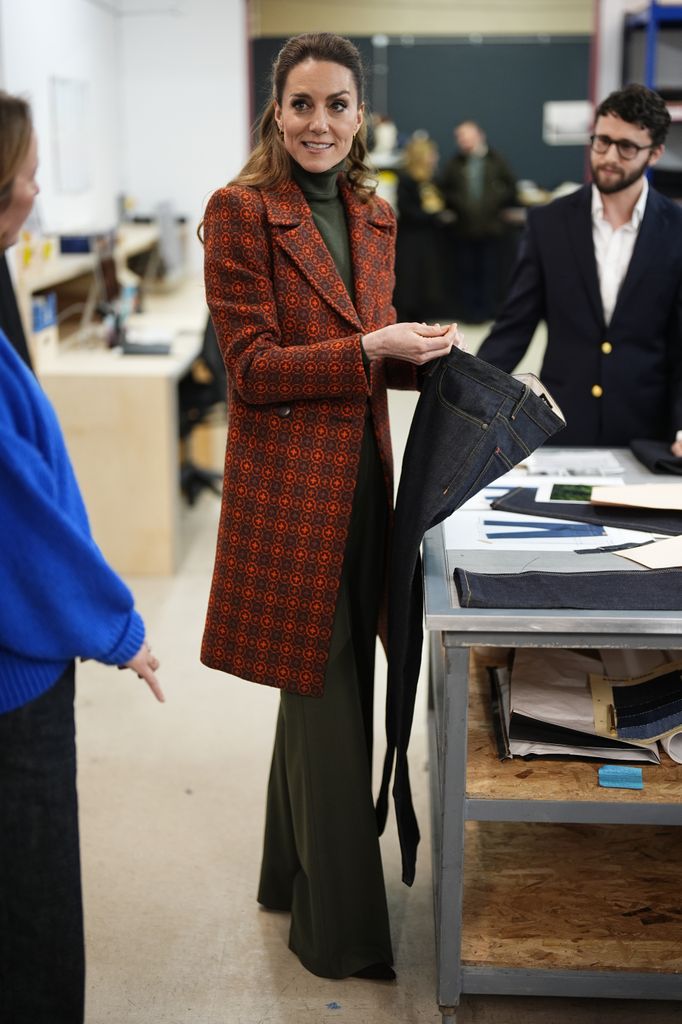 The Princess of Wales  in printed orange coat