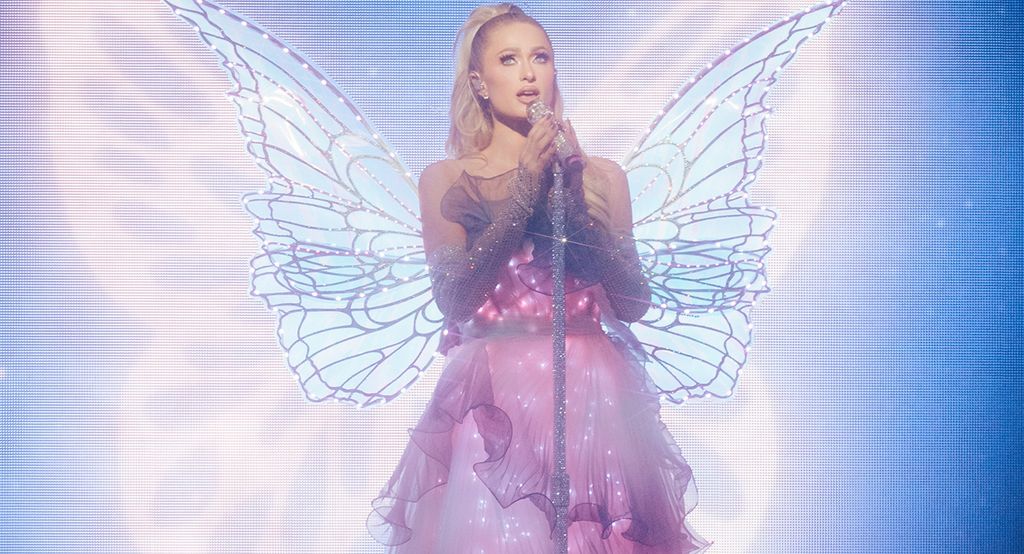 Paris Hilton performs on stage