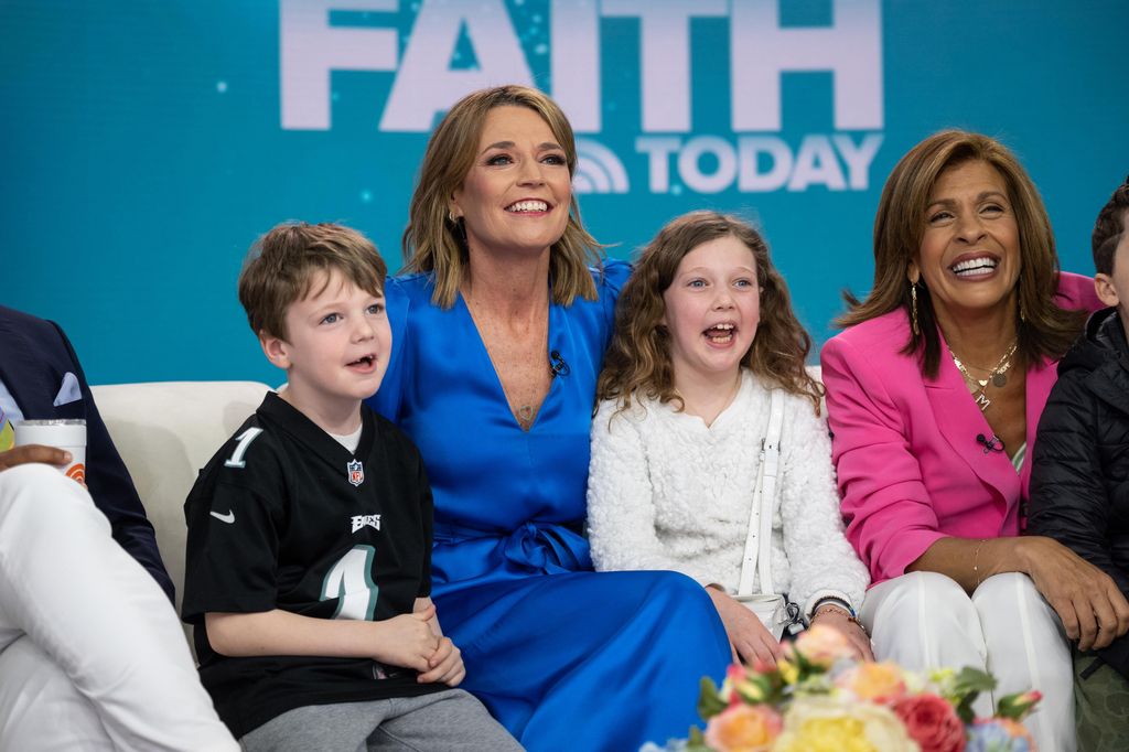 photo of savannah guthrie with kids charley and vale on today show