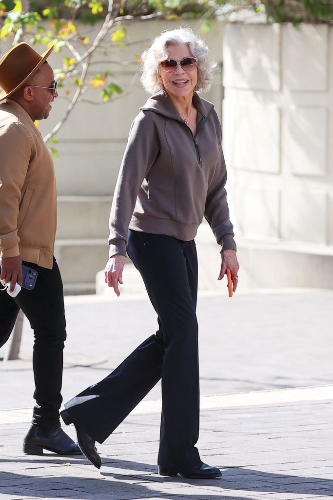 Jane Fonda makes a statement outside of the Federal Court in support of Don Lemon