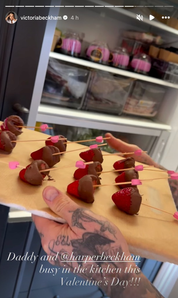 Victoria Beckham shares Harper and David's Valentine's Day cooking