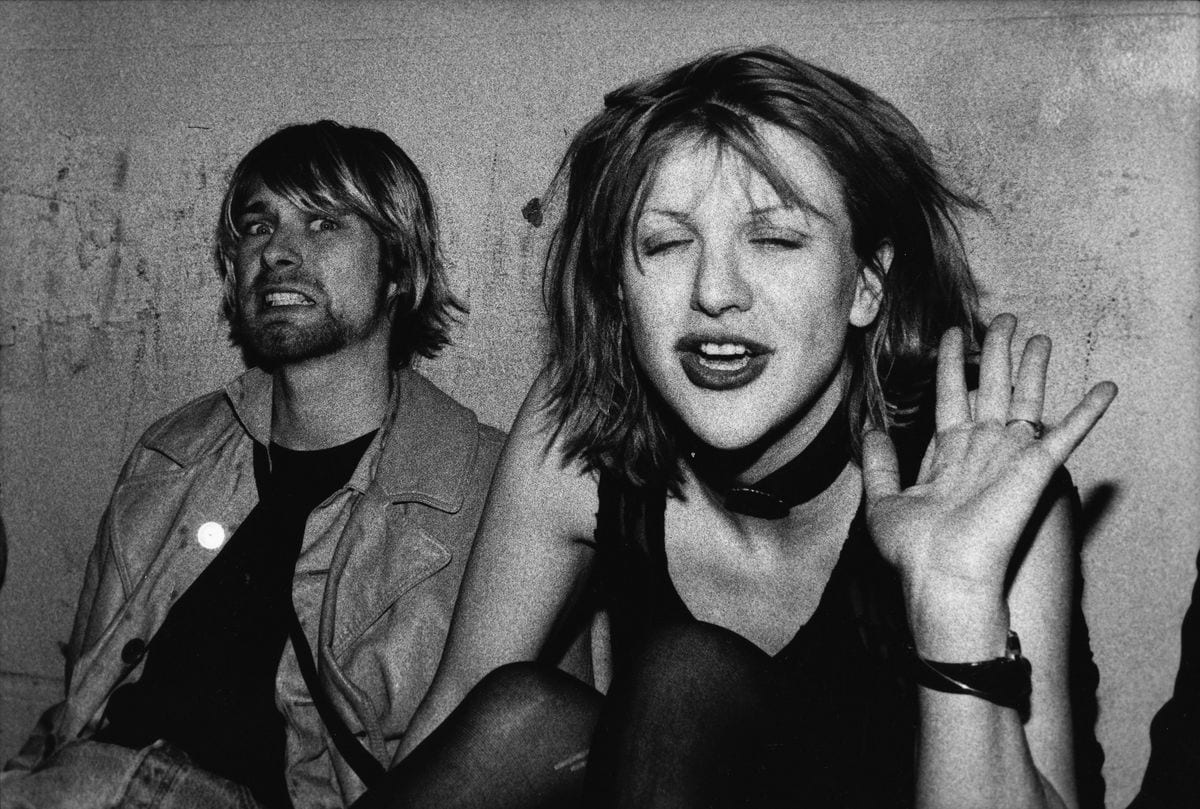 Love and Curban on the VIP balcony during the Mudhoney concert at the Hollywood Palladium on December 4, 1992 