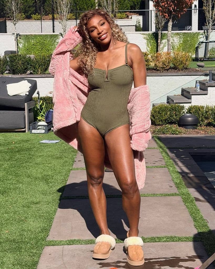 Serena Williams poses in a swimsuit