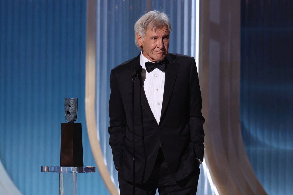 Harrison Ford accepts the 61st SAG-AFTRA Life Achievement Award onstage during the 32nd Annual Actor Awards at the Shrine Auditorium in Los Angeles on March 1, 2026