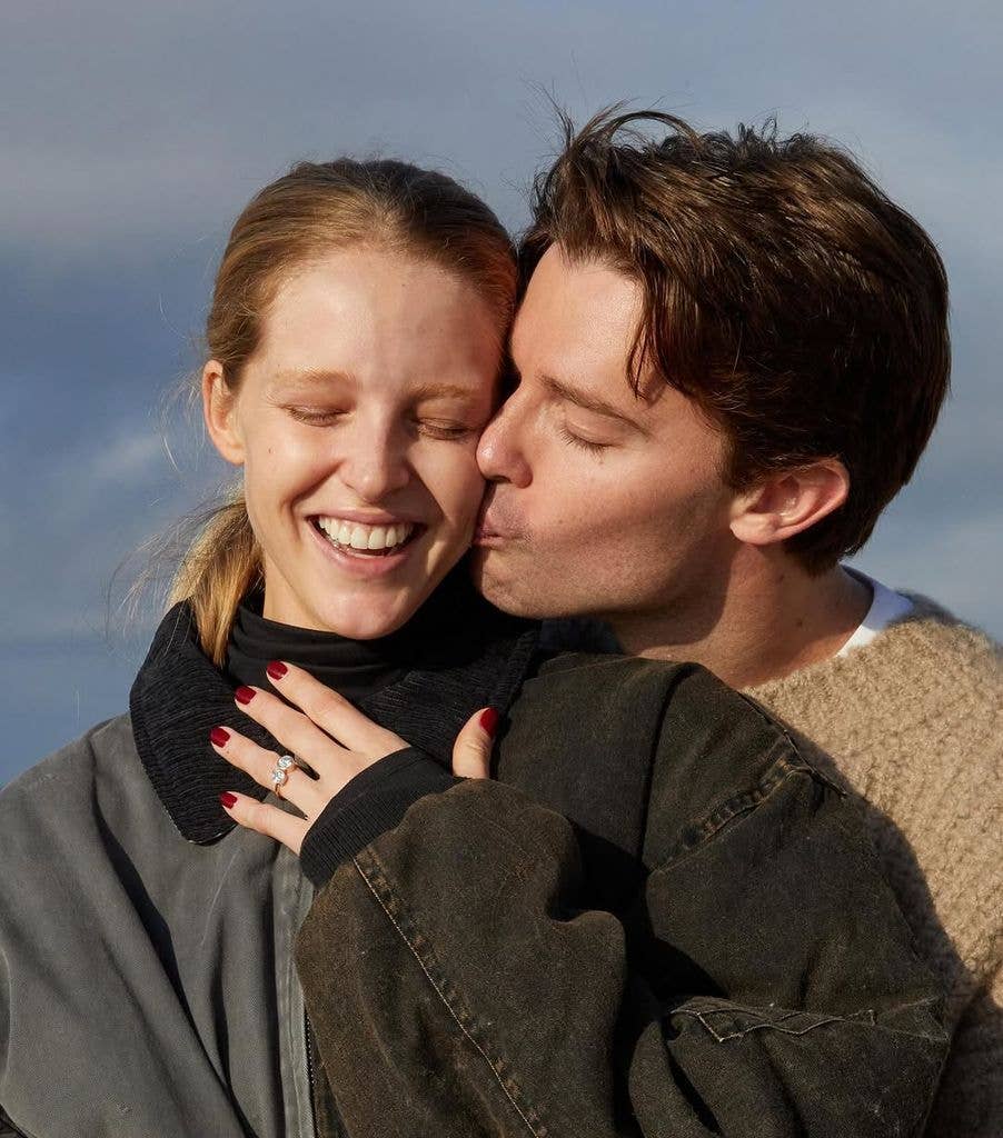 Abby Champion and Patrick Schwarzenegger kissing after they got engaged