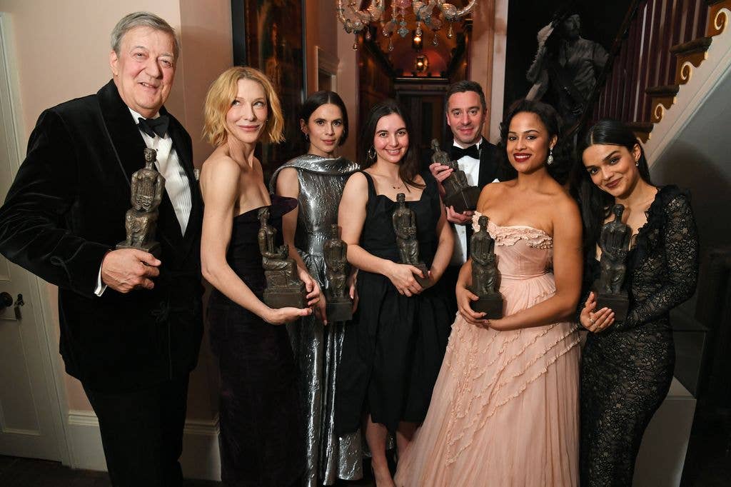 Cate with fellow winners Stephen Fry,  Hayley Atwell, Ava Pickett, James Graham, Gracie Oddie-James and Rachel Zegler 