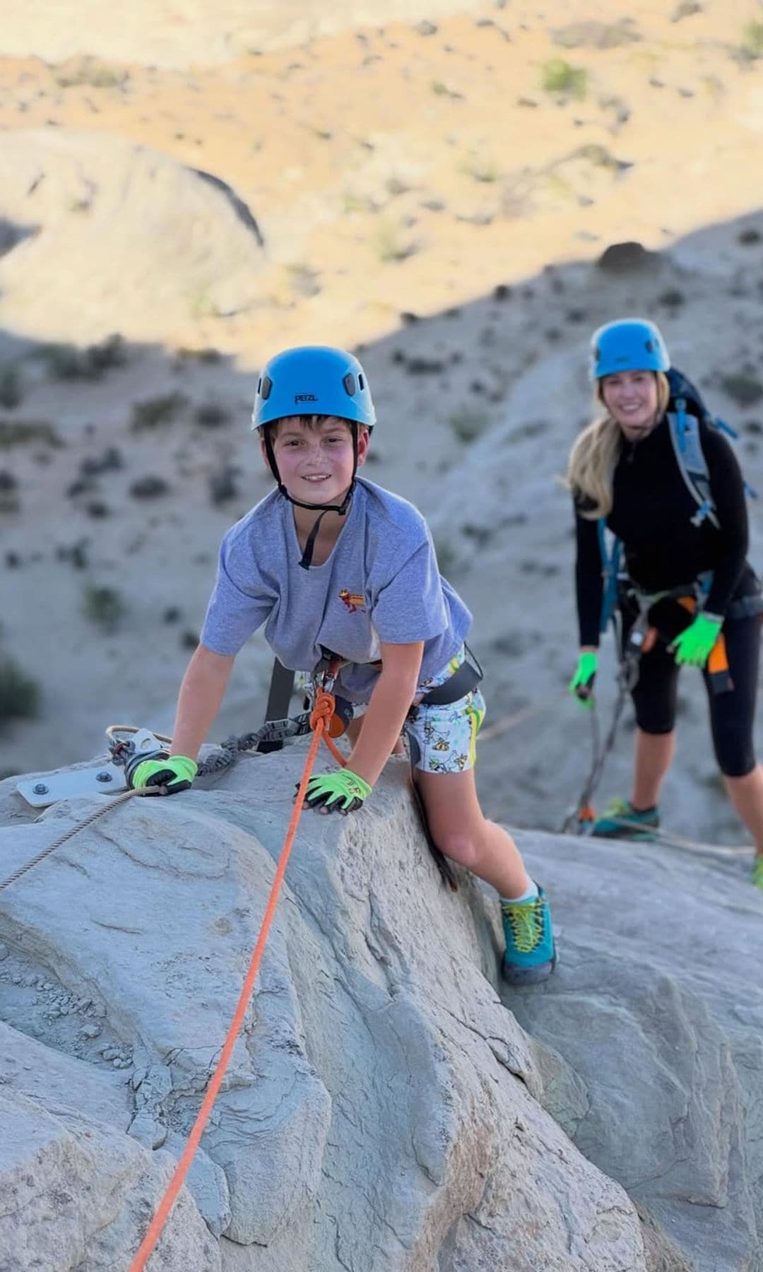 Ivanka and her son Theo doing some rock climbing