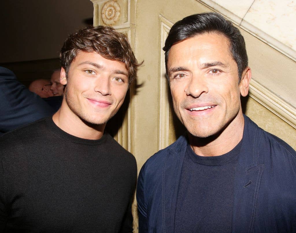 Joaquin Antonio and Consuelos Mark Consuelos pose at the opening night of the play "ART" on Broadway at The Music Box Theatre on September 16, 2025 in New York City.