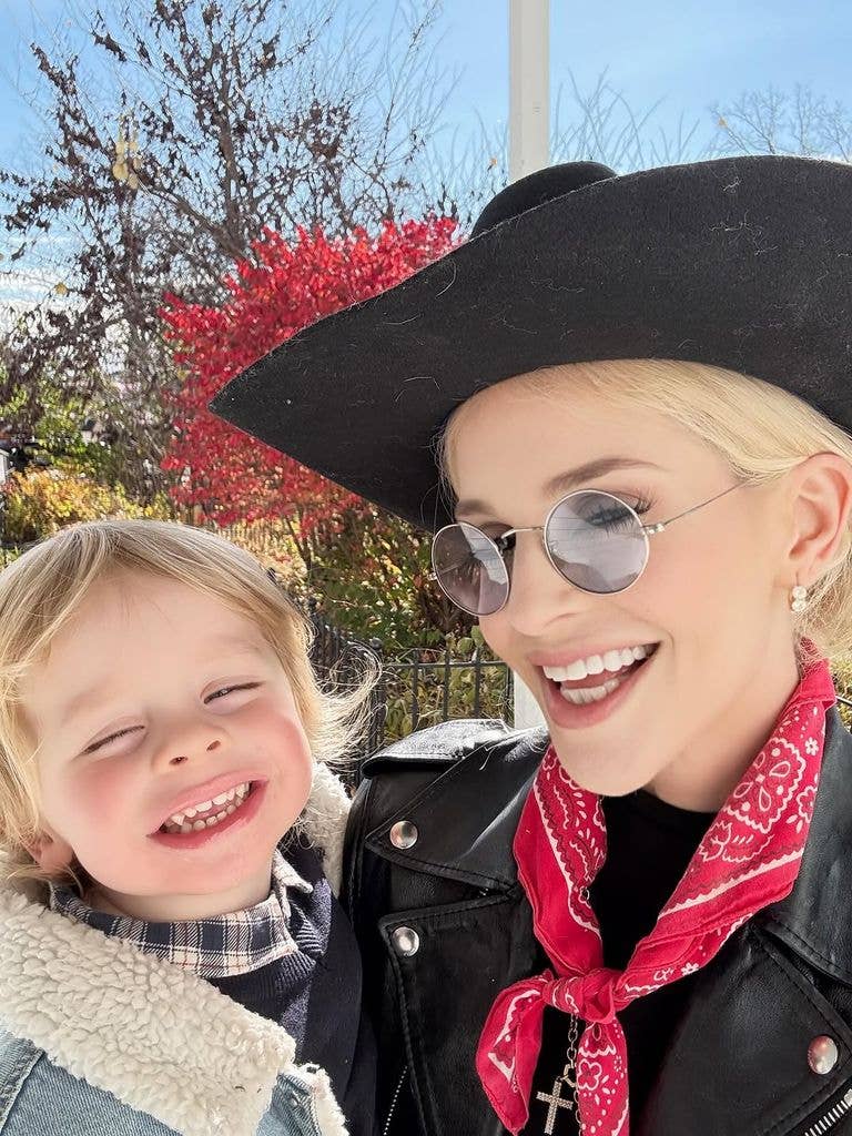 Kelly Osbourne and her son on their Iowa farm
