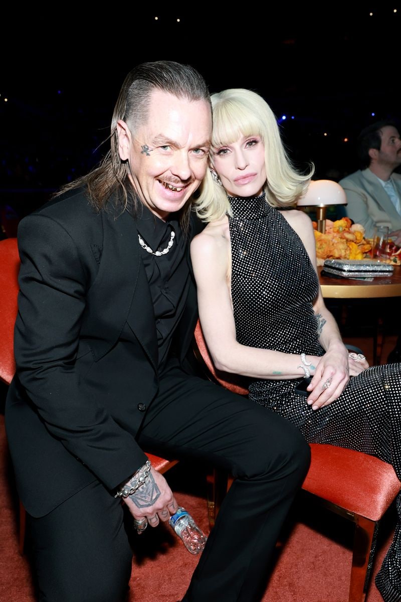 LOS ANGELES, CALIFORNIA - FEBRUARY 01: (L-R) Sid Wilson and Kelly Osbourne attend the 68th GRAMMY Awards at Crypto.com Arena on February 01, 2026 in Los Angeles, California.  (Photo by Kevin Mazur/Getty Images for The Recording Academy) 