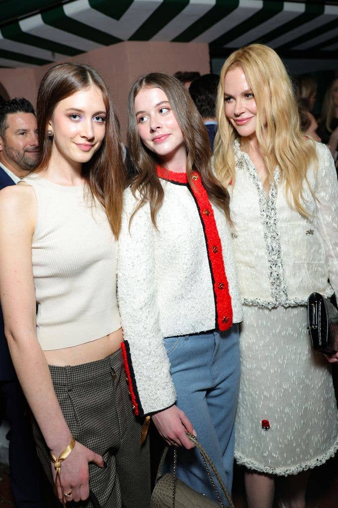 Sunday Rose Kidman Urban, Faith Margaret Kidman-Urban and Nicole Kidman, all wearing CHANEL, attend the CHANEL and Charles Finch Annual Pre-Oscar Dinner at the Polo Lounge at The Beverly Hills Hotel on March 14, 2026 in Beverly Hills, California.