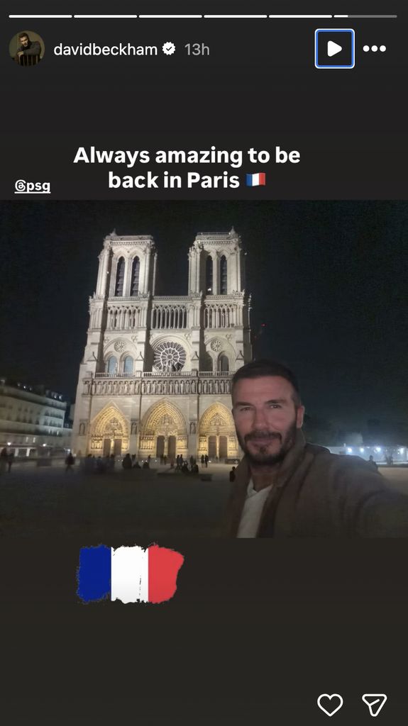 David Beckham taking a selfie in front of Notre-Dame