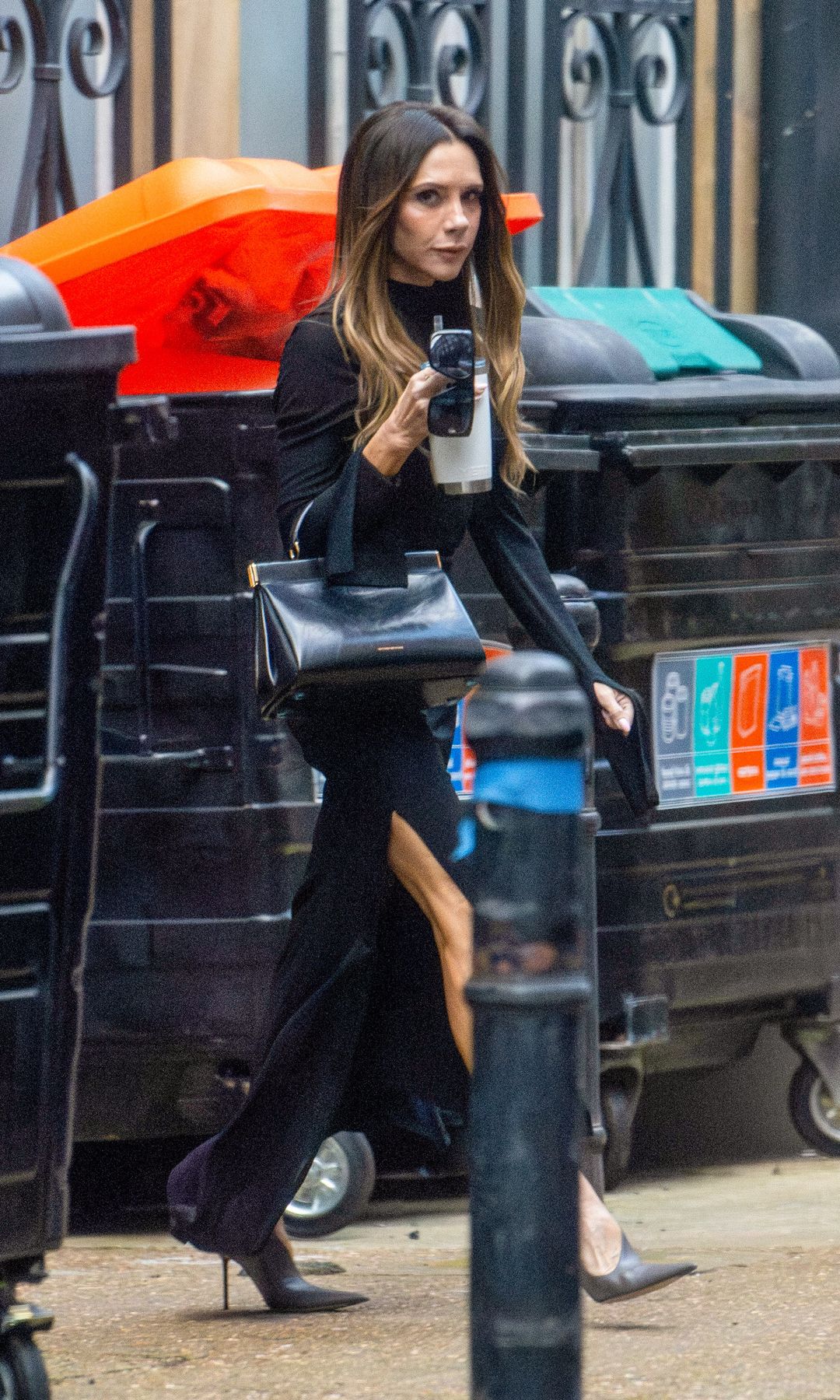 She opted for an all black outfit